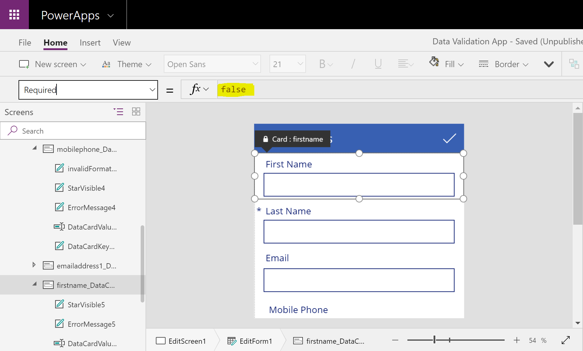 Before State - Original PowerApp Interface